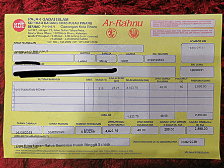 Surat Pajak Emas ArRahnu KDE Public Gold