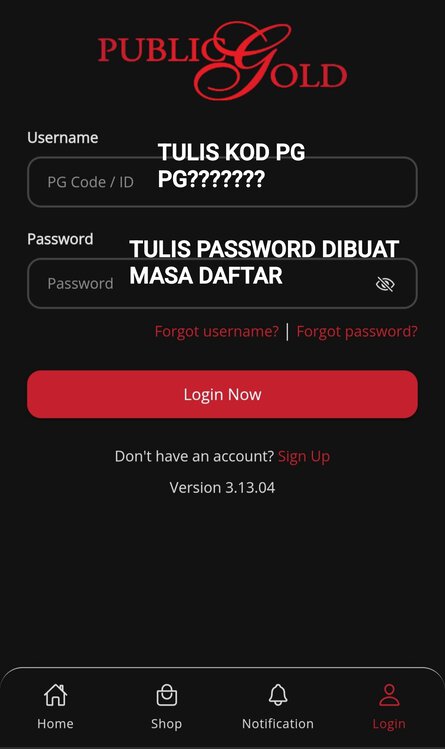 Login Public Gold