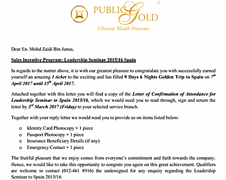 Insentif Percutian Percuma Public Gold