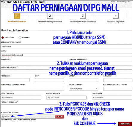 daftar bisnes di pg mall