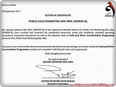 Pengesahan Emas Gap Public Gold Patuh Syariah