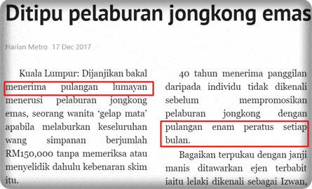 Di Tipu Pelaburan Jongkong Emas