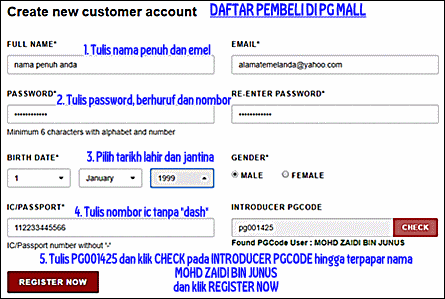 Cara Daftar Percuma Pembeli Pg Mall