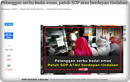 Pelanggan Serbu Kedai Emas, Patuhi SOP Atau Berdepan Tindakan