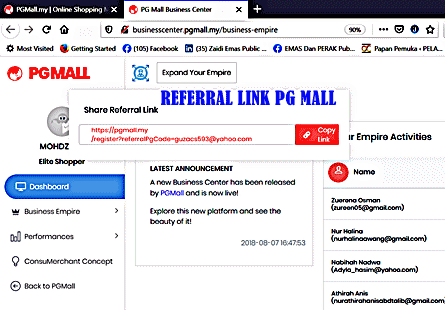 Referral Link Pg Mall Untuk Kembangkan Bisnes