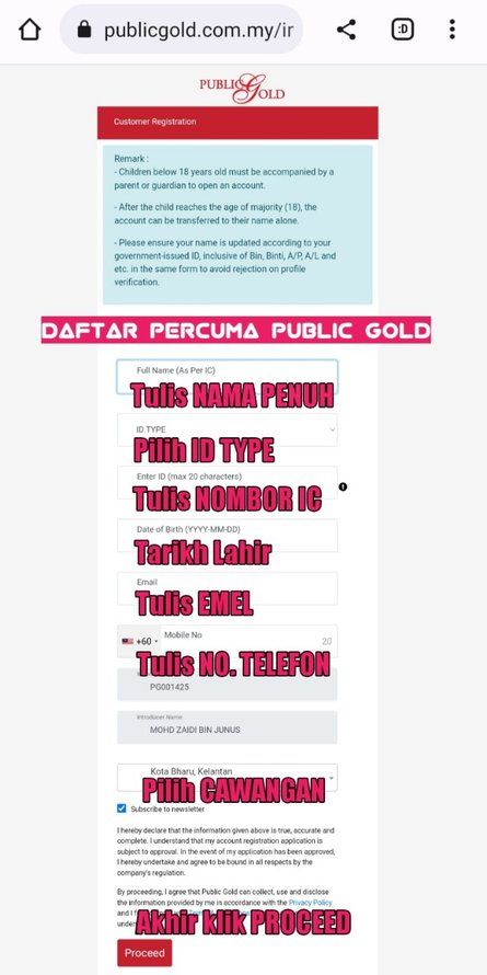 Cara Daftar Menjadi Ahli Public Gold Percuma Secara Online Generated image