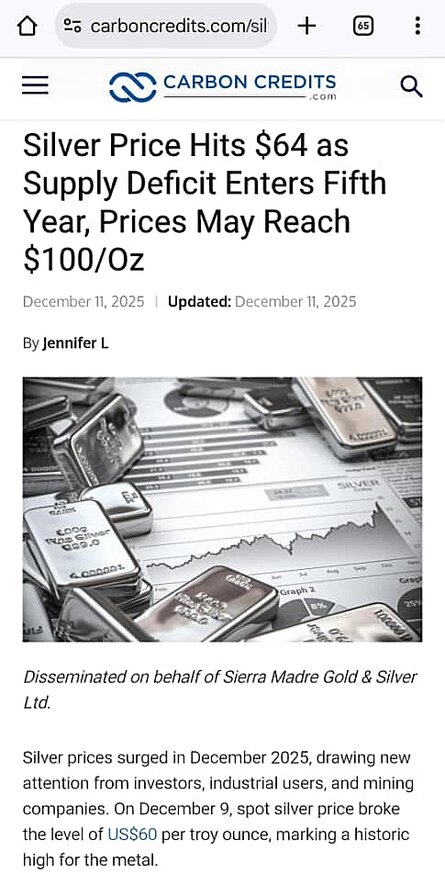 Harga Perak Naik $64 Apabila Defisit Bekalan Mungkin Mencecah $100